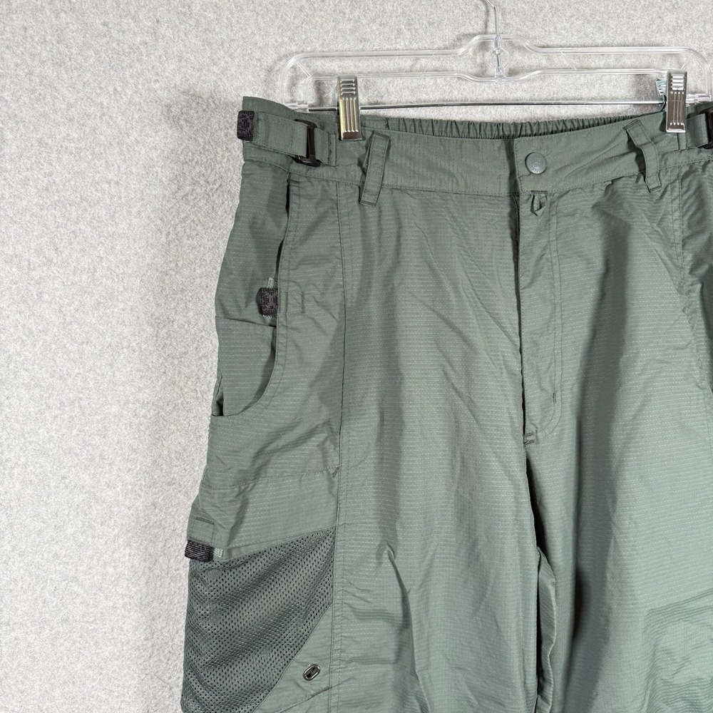 Vintage Columbia Hiking Pants Mens Medium Green Nylon Outdoor Zip Convertible
